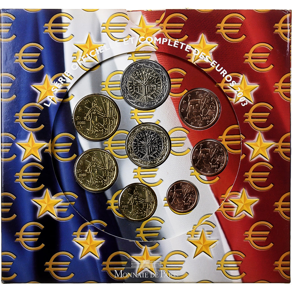 Francja, Set 1 ct. - 2 Euro, BU, 2003, MDP, ND, MS(65-70)