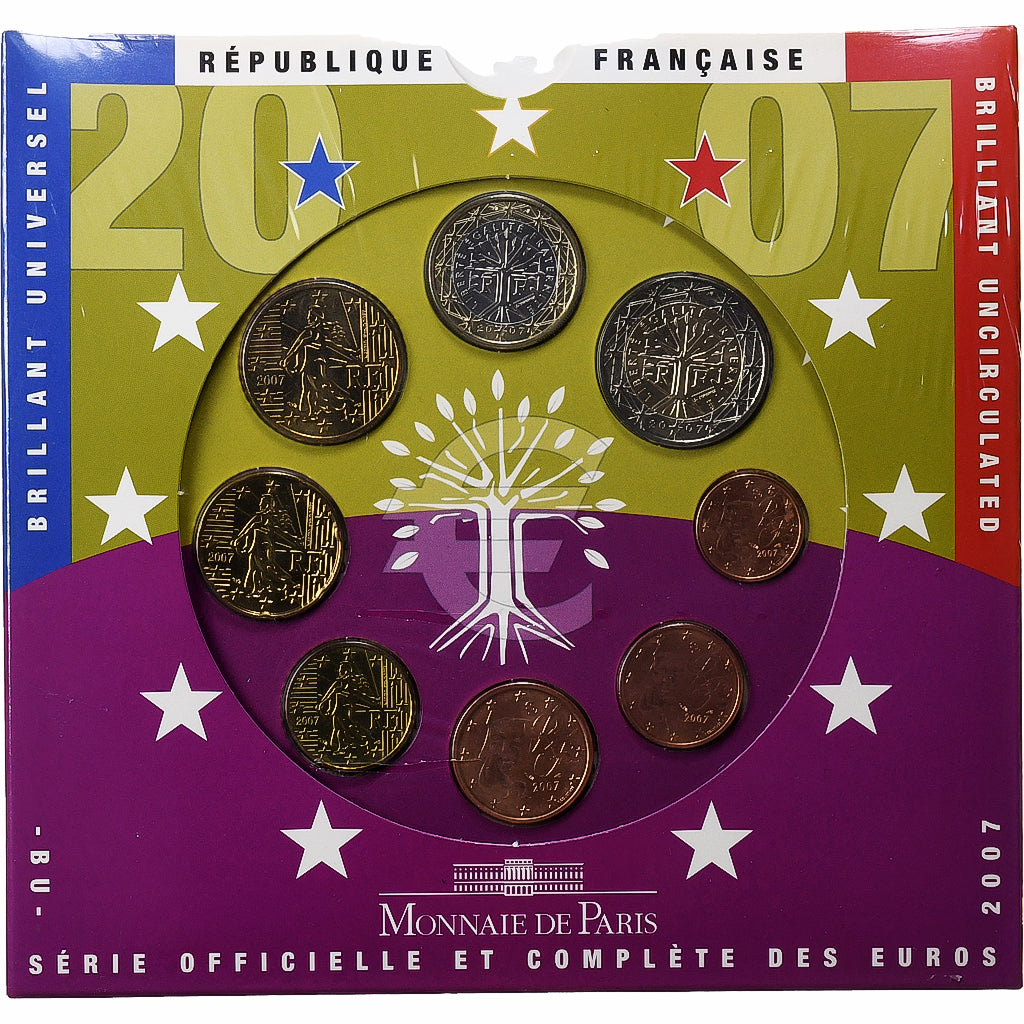 Frankreich, Set 1 ct. - 2 Euro, BU, 2007, MDP, STGL