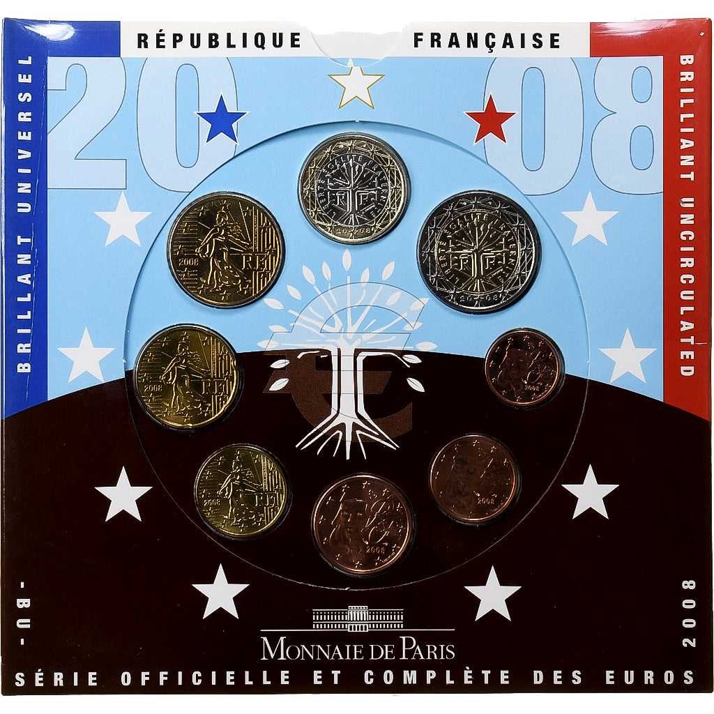 Frankreich, Set 1 ct. - 2 Euro, BU, 2008, MDP, STGL