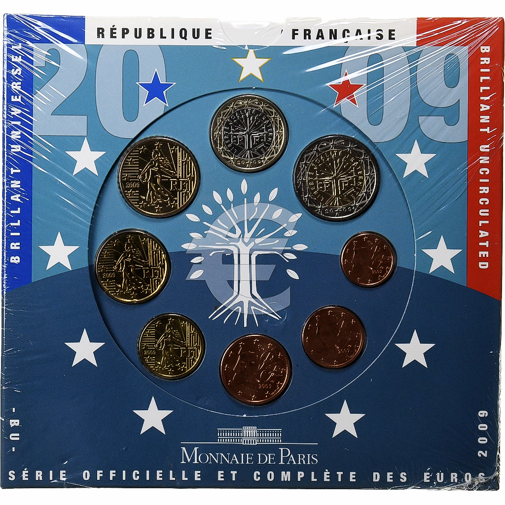 Frankreich, Set 1 ct. - 2 Euro, BU, 2009, MDP, STGL