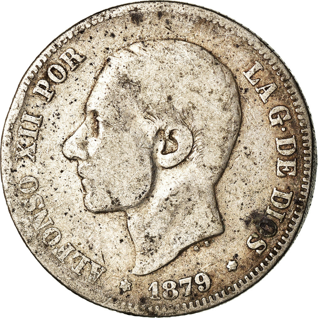 Coin, Spain, Alfonso XII, 2 Pesetas, 1879, Madrid, VF(20-25), Silver, KM:678.1
