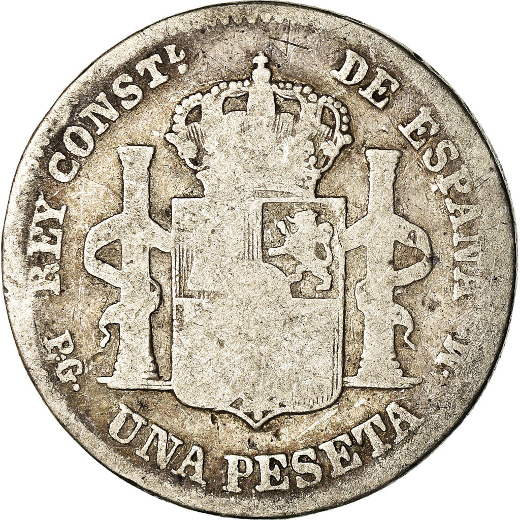Moeda, Espanha, Alfonso XIII, Peseta, 1891, Madrid, F(12-15), Prata, KM:691