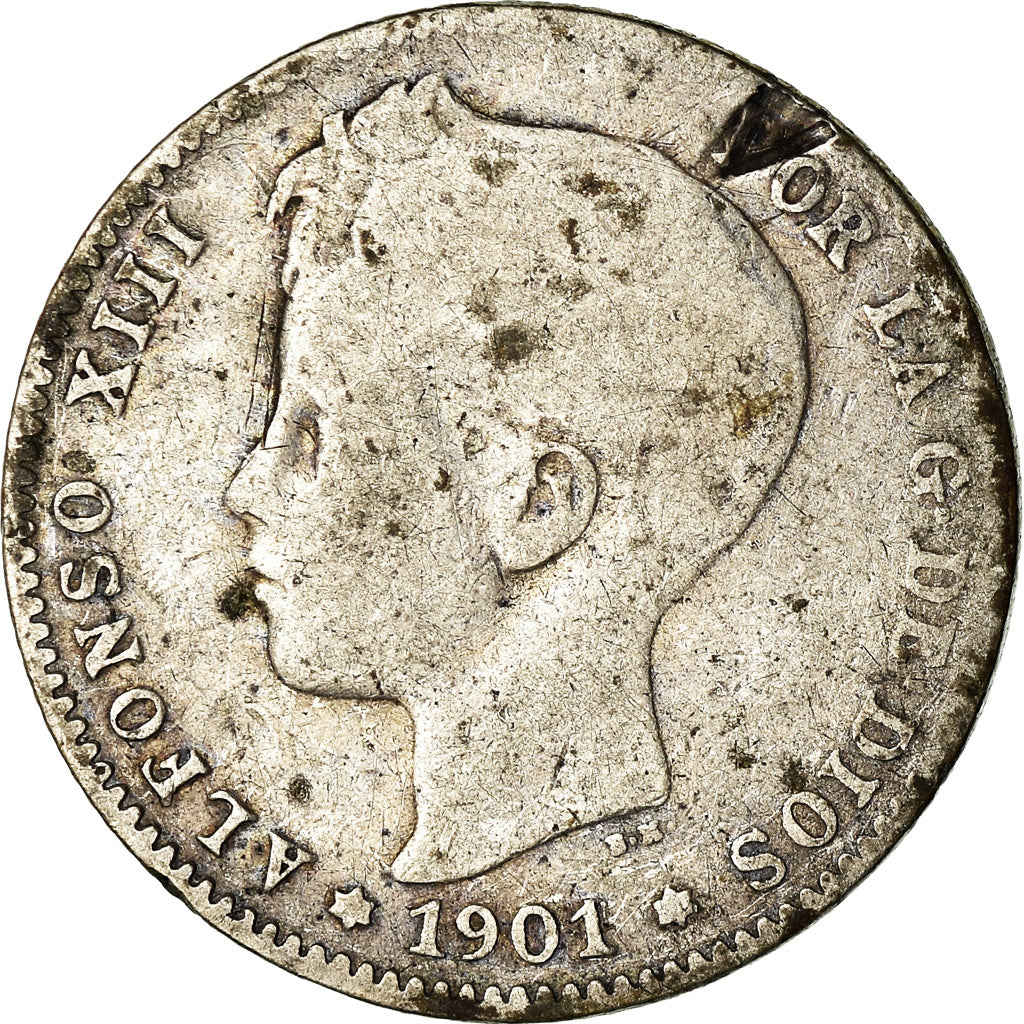 Moeda, Espanha, Alfonso XIII, Peseta, 1901, Madrid, VF(20-25), Prata, KM:706