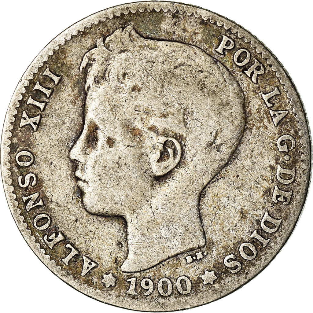 Moeda, Espanha, Alfonso XIII, Peseta, 1900, Madrid, VF(20-25), Prata, KM:706