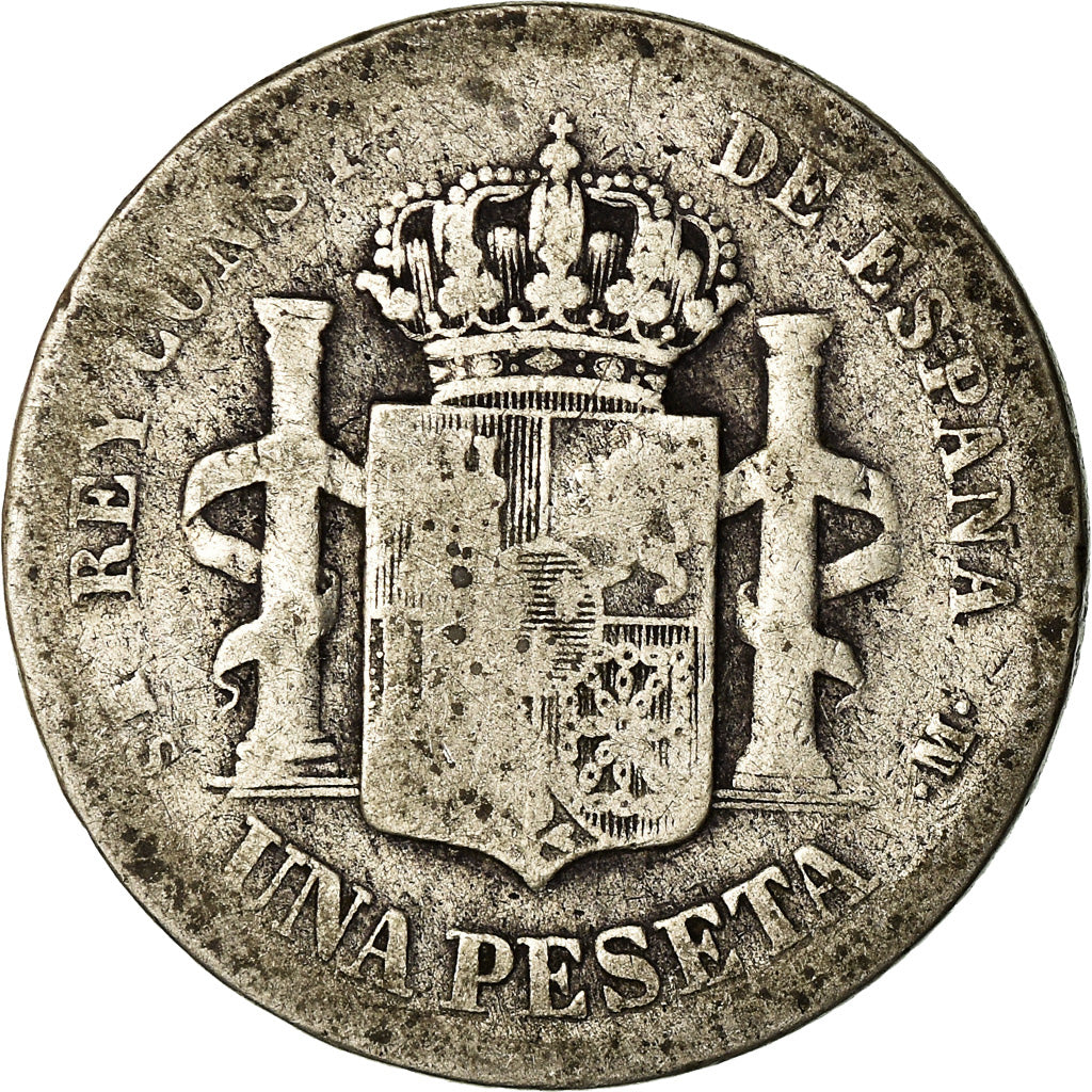 Moeda, Espanha, Alfonso XII, Peseta, 1885, Madrid, F(12-15), Prata, KM:686