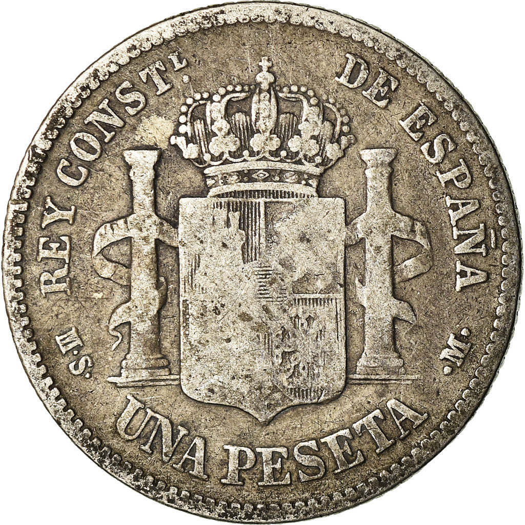 Moneta, Spagna, Alfonso XII, Peseta, 1882, Madrid, MB, Argento, KM:686