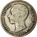 Moneda, España, Alfonso XII, Peseta, 1876, Madrid, BC+, Plata, KM:672