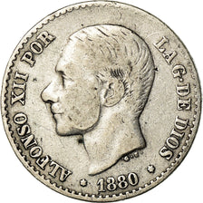 Coin, Spain, Alfonso XII, 50 Centimos, 1880, Madrid, VF(30-35), Silver, KM:685