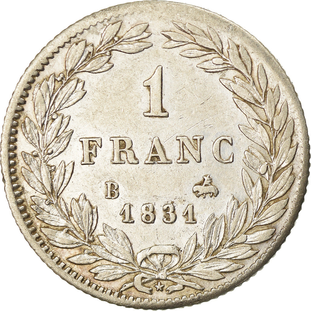 Moneda, Francia, Louis-Philippe, Franc, 1831, Rouen, MBC, Plata, KM:742.2