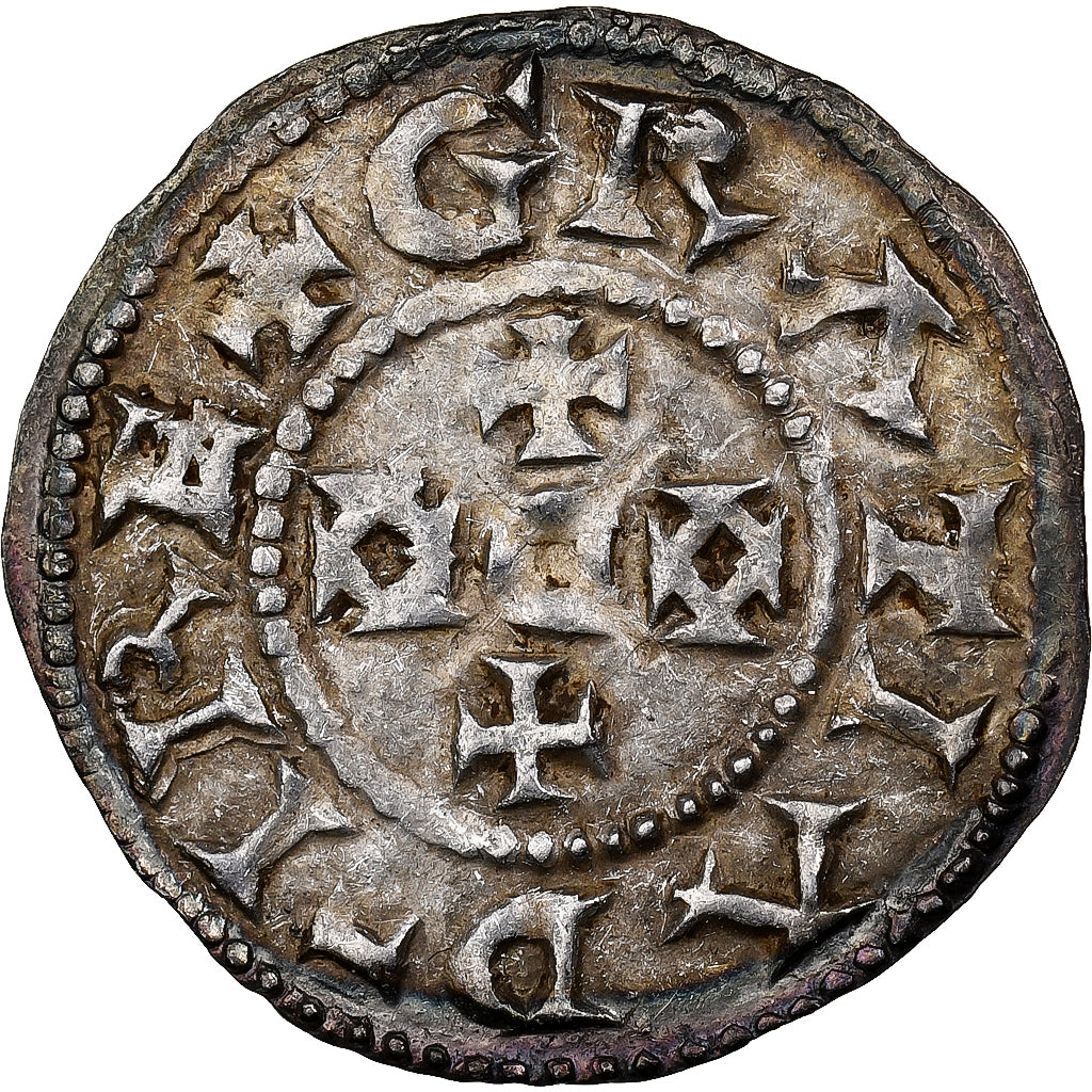 Frankrijk, Eudes, Denarius, 980-1000, Limoges, Immobilized type, Zilver, ZF+