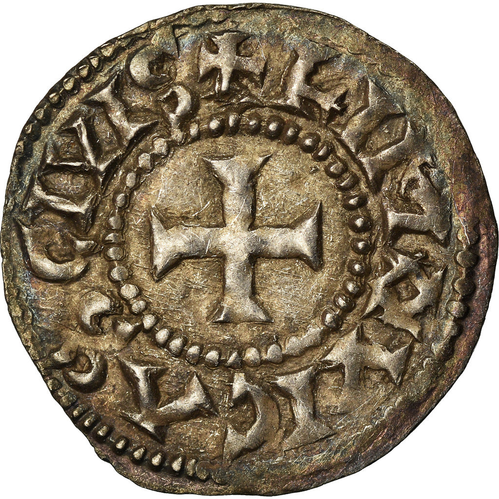 Coin, France, Eudes, Denarius, Limoges, Immobilized type, AU(50-53), Silver