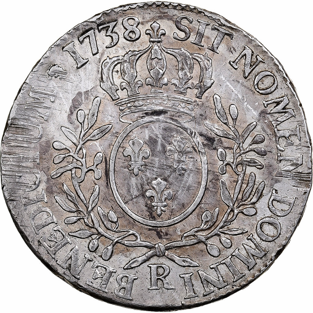 France, Louis XV, Ecu aux branches d'olivier, 1738, Orléans, Silver, EF(40-45)