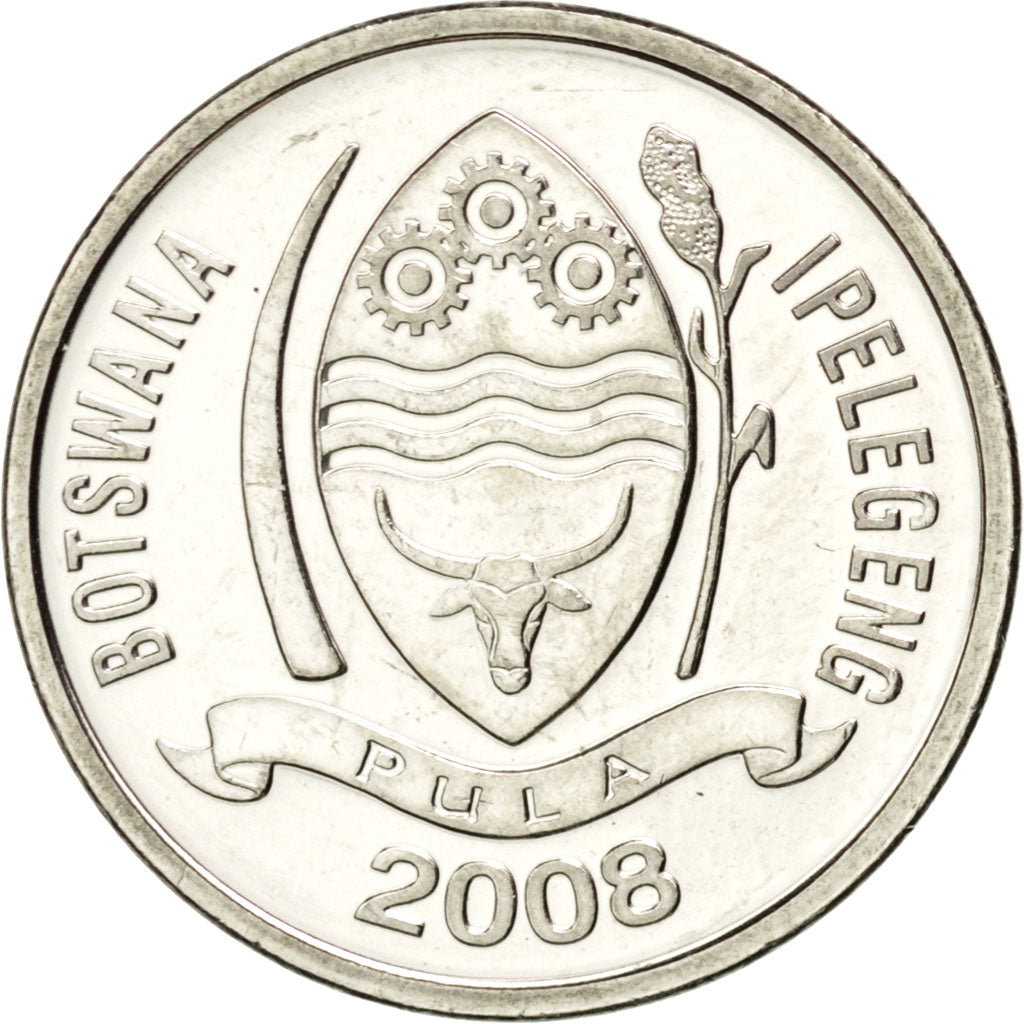 Coin, Botswana, 10 Thebe, 2008, MS(63), Nickel plated steel, KM:27