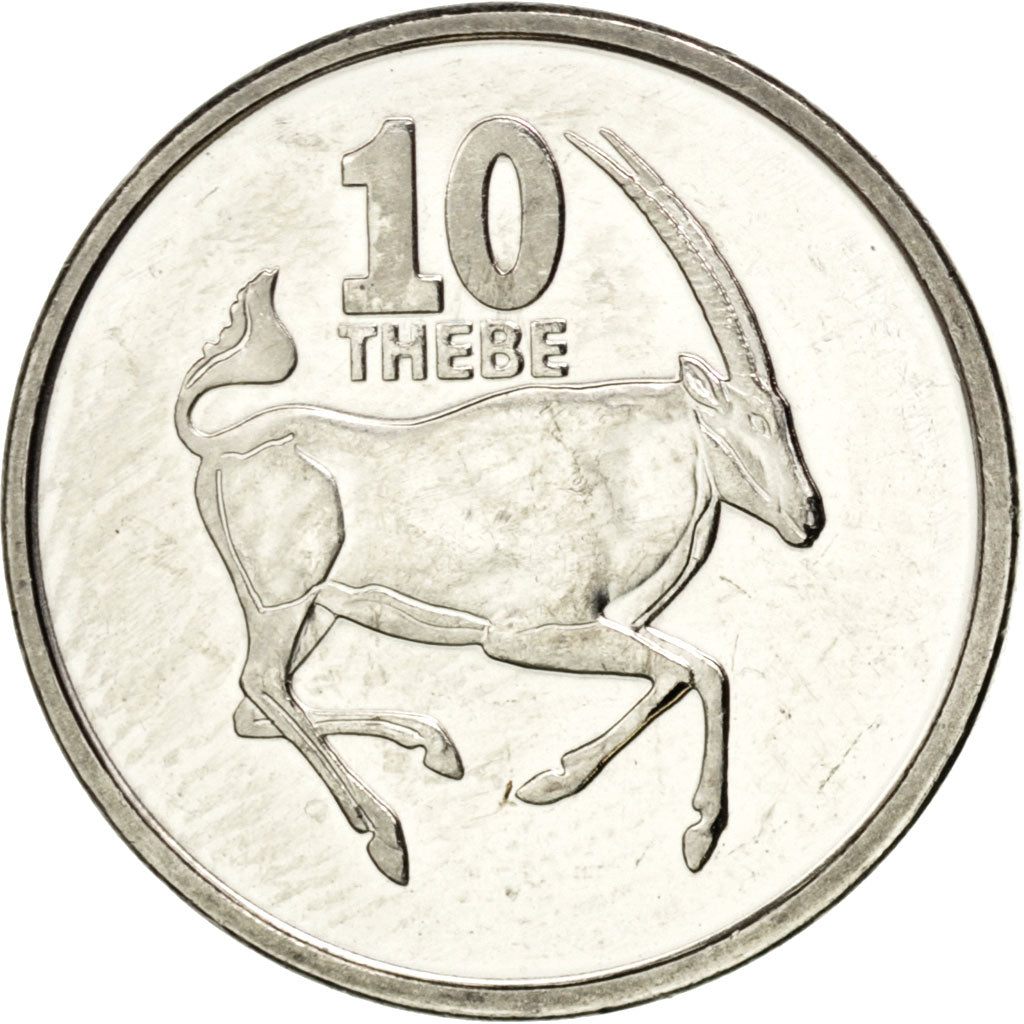 Coin, Botswana, 10 Thebe, 2008, MS(63), Nickel plated steel, KM:27