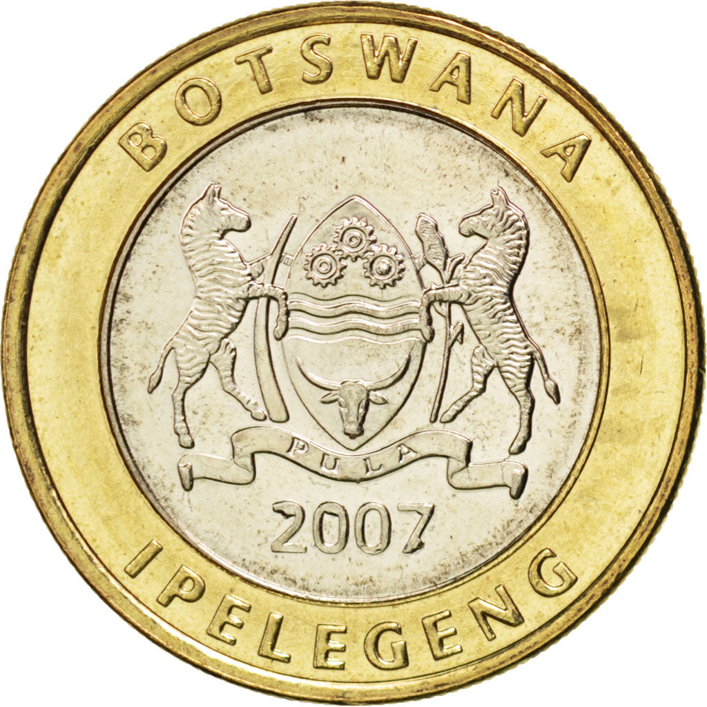 Moneta, Botswana, 5 Pula, 2007, SPL, Bi-metallico, KM:30