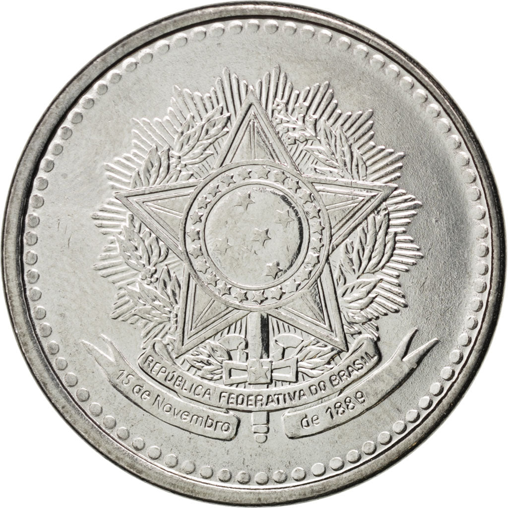 Munten, Brazilië, 5 Cruzados, 1986, UNC-, Stainless Steel, KM:606