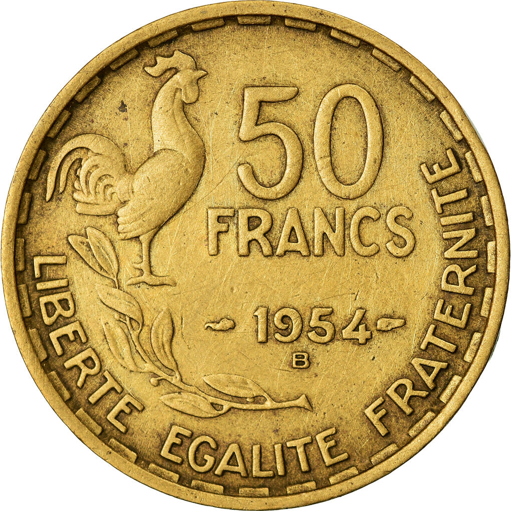 Moeda, França, Guiraud, 50 Francs, 1954, Beaumont - Le Roger, VF(30-35)