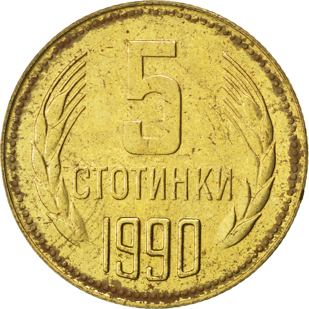 Coin, Bulgaria, 5 Stotinki, 1990, AU(55-58), Brass, KM:86