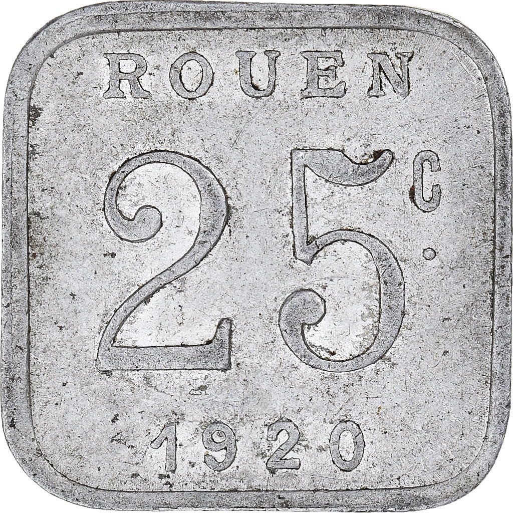 France, Token, Nécessité, 25 Centimes, Ligue des Commerçants Rouennais, 1920