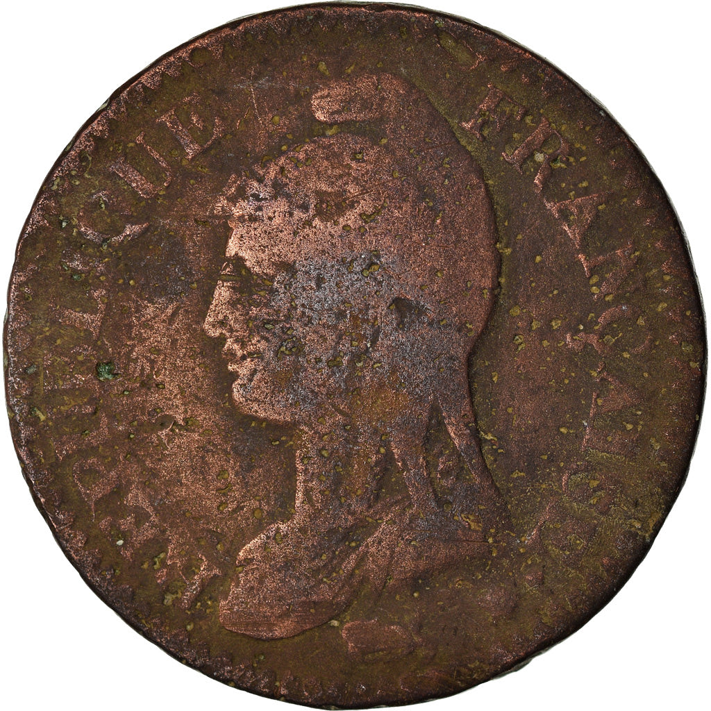 Coin, France, Dupré, Decime, AN 8, Strasbourg, F(12-15), Bronze, KM:644.4