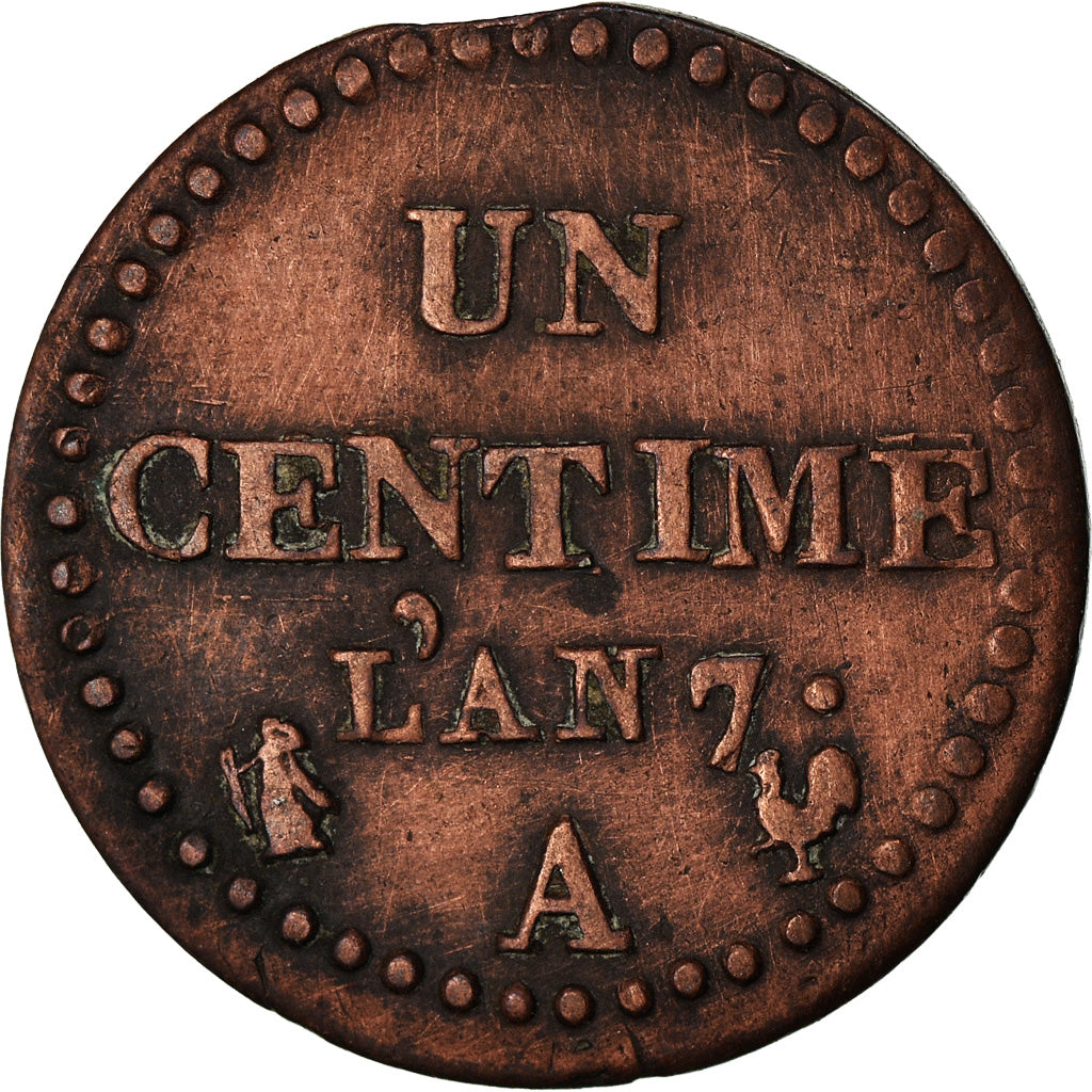 Monnaie, France, Dupré, Centime, AN 7, Paris, TTB, Bronze, Gadoury:76, KM:646