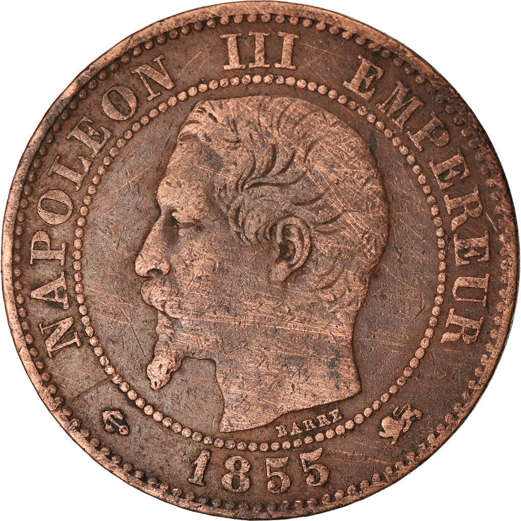 Coin, France, Napoleon III, Napoléon III, 2 Centimes, 1855, Lyon, VF(30-35)