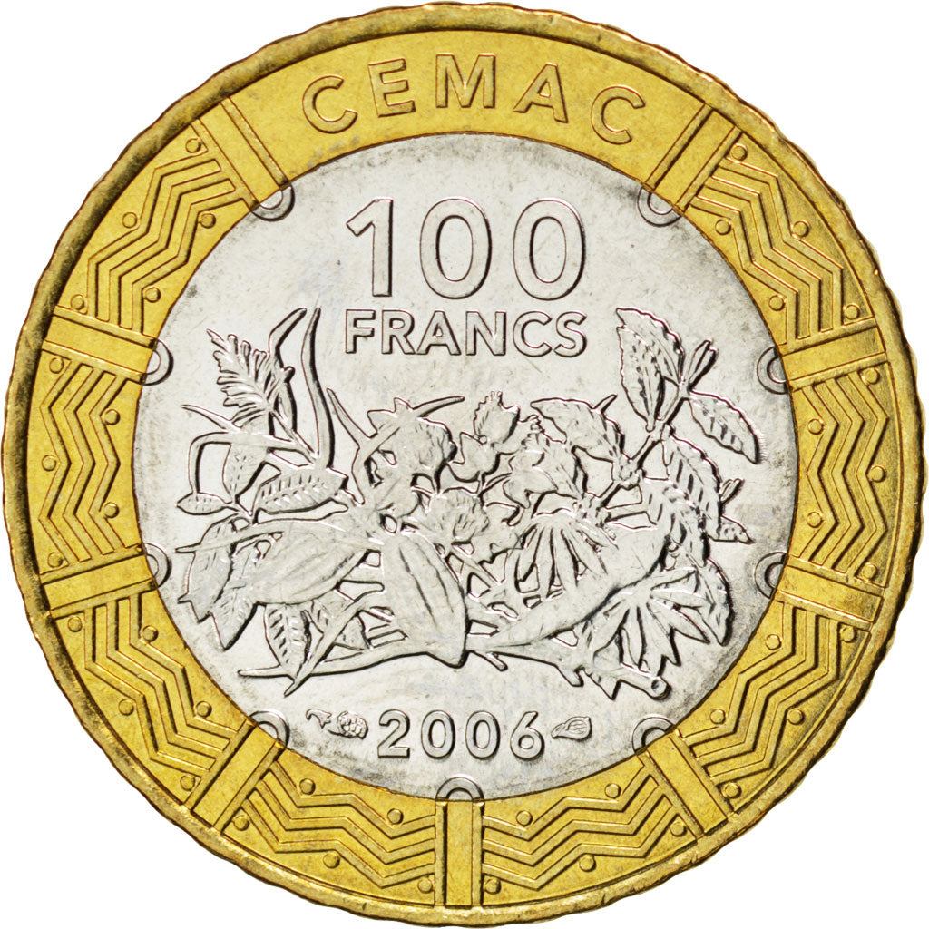 Coin, Central African States, 100 Francs, 2006, MS(63), Bi-Metallic, KM:15