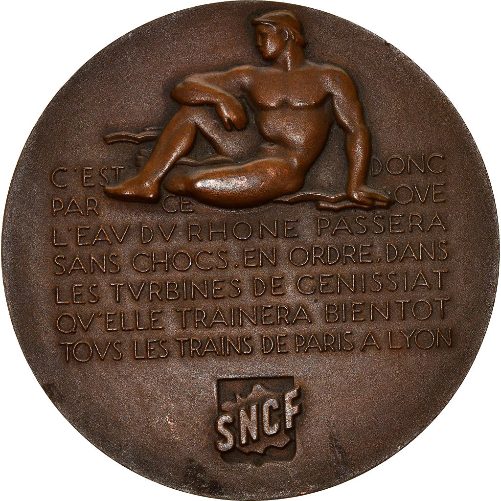 France, Médaille, S.N.C.F, Electrification Paris-Lyon, Railway, 1950, Marcel