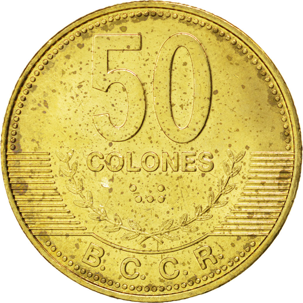 Moneda, Costa Rica, 50 Colones, 2007, SC, Latón chapado en acero, KM:231.1b