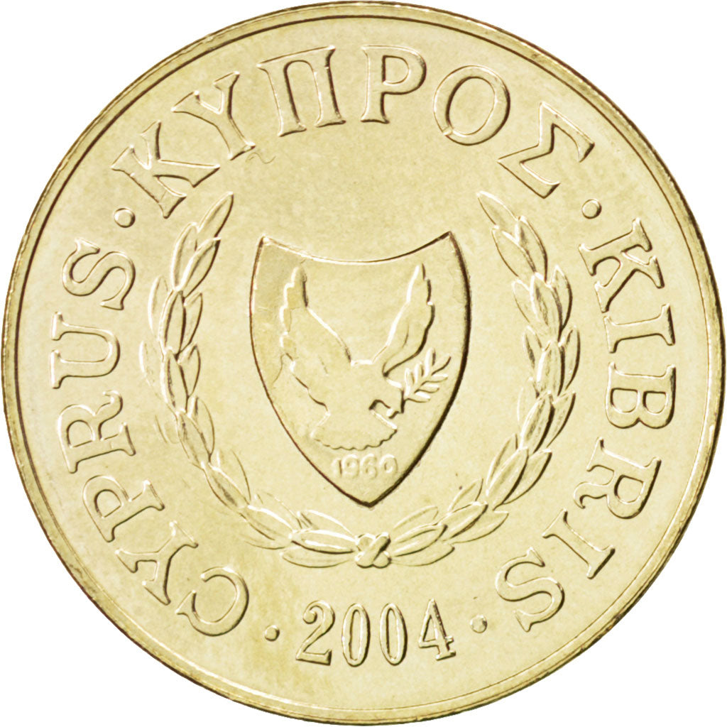 Coin, Cyprus, 2 Cents, 2004, MS(63), Nickel-brass, KM:54.3