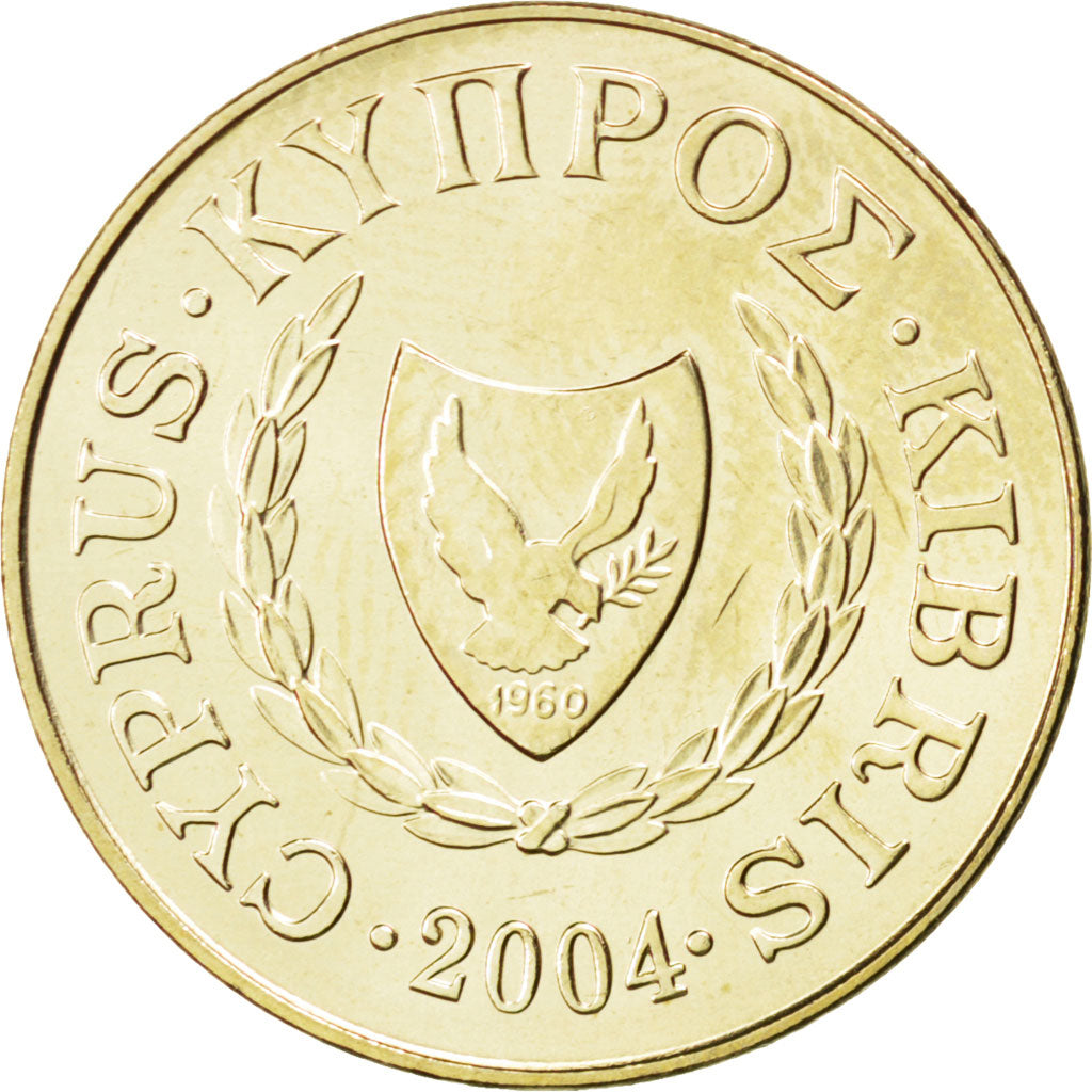 Coin, Cyprus, 5 Cents, 2004, MS(63), Nickel-brass, KM:55.3