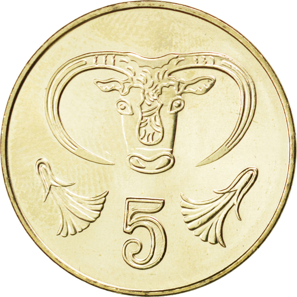 Coin, Cyprus, 5 Cents, 2004, MS(63), Nickel-brass, KM:55.3