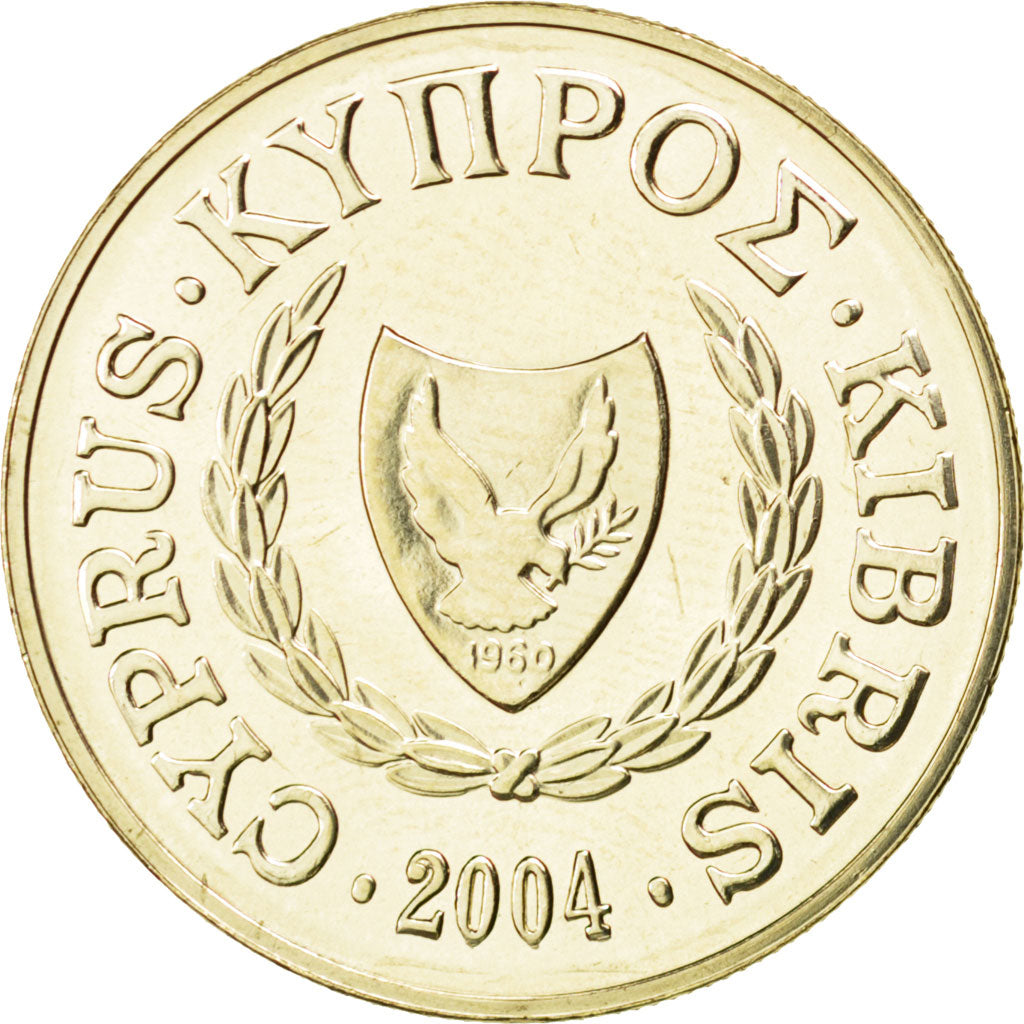 Coin, Cyprus, 10 Cents, 2004, MS(63), Nickel-brass, KM:56.3