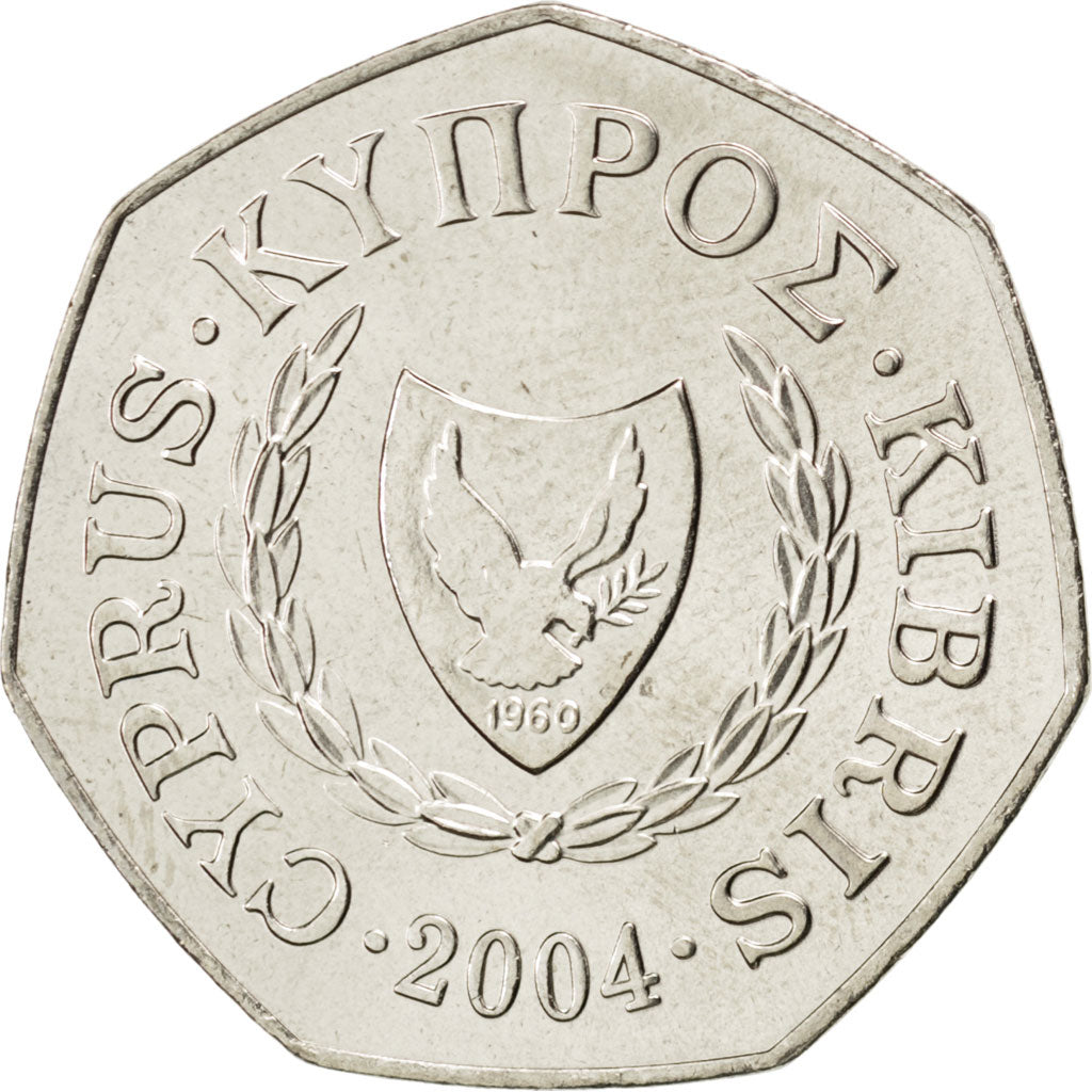 Moneta, Cipro, 50 Cents, 2004, SPL, Rame-nichel, KM:66