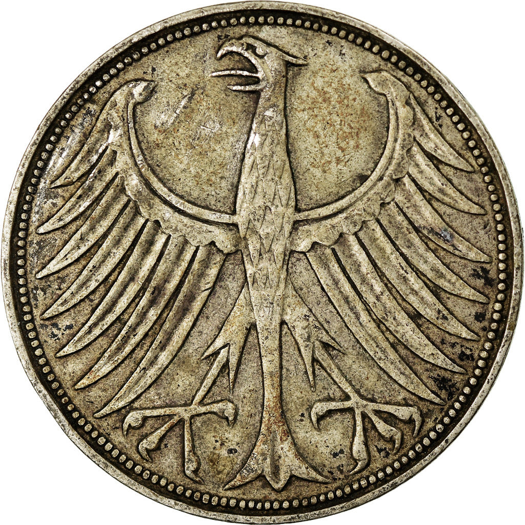 Coin, GERMANY - FEDERAL REPUBLIC, 5 Mark, 1951, Munich, EF(40-45), Silver