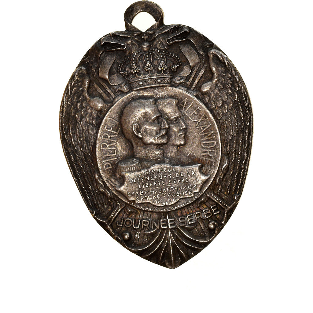 Serbia, medalla, Journée Serbe, 1916, EBC, Bronce plateado