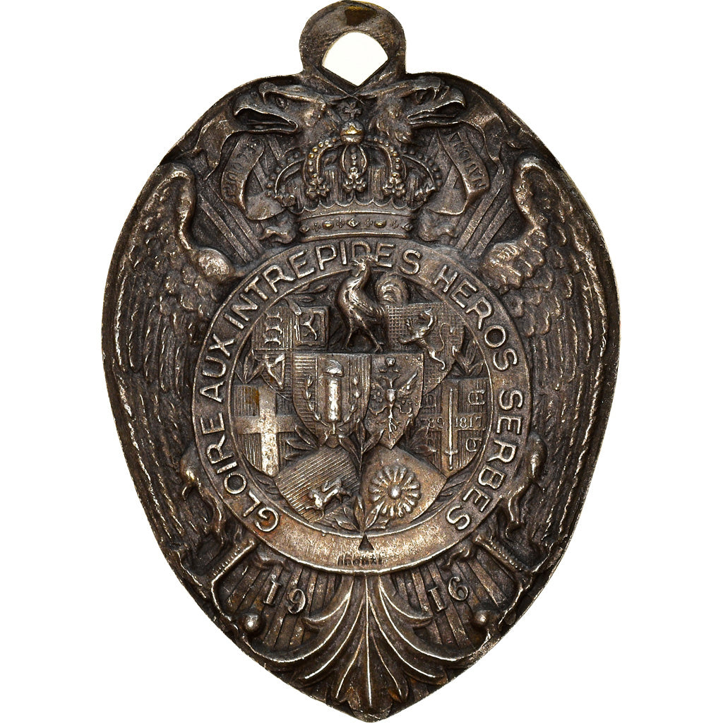 Serbia, medalla, Journée Serbe, 1916, EBC, Bronce plateado