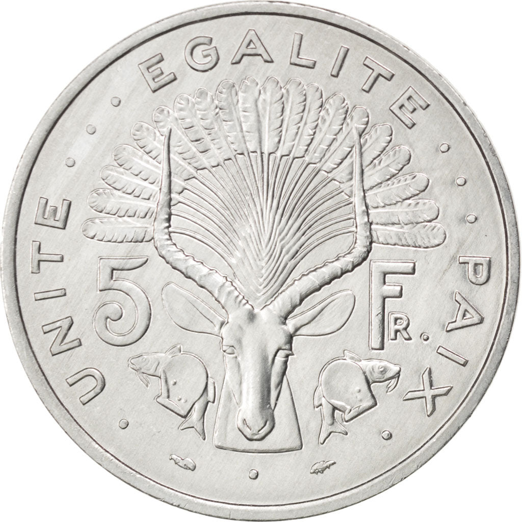 Coin, Djibouti, 5 Francs, 1991, MS(63), Aluminum, KM:22