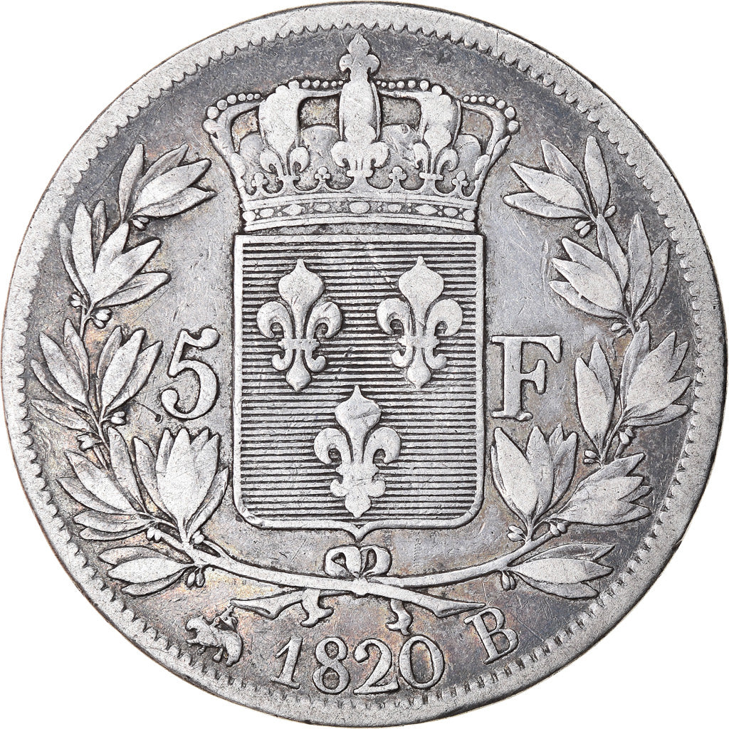 Moneta, Francja, Louis XVIII, Louis XVIII, 5 Francs, 1820, Rouen, VF(30-35)