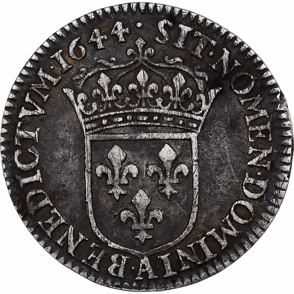 Frankreich, Louis XIV, 1/12 Ecu à la mèche courte, 1644, Paris, Silber, SS