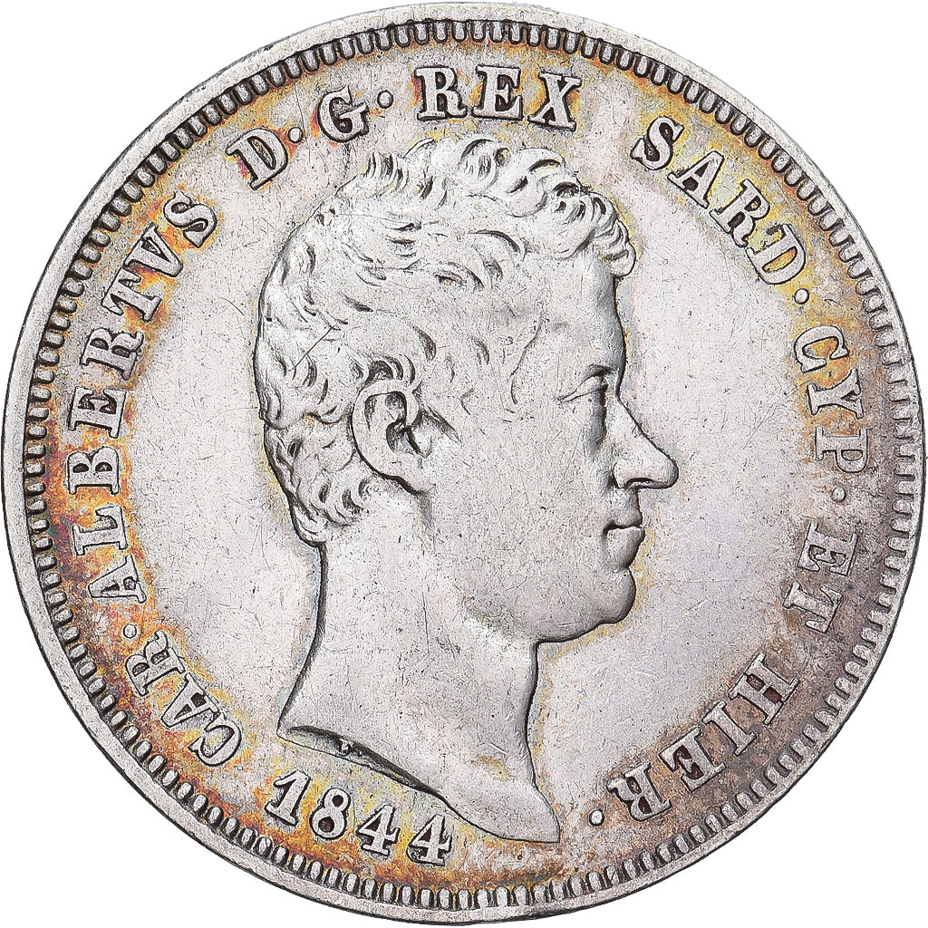 Moneta, DEPARTAMENTY WŁOSKIE, SARDINIA, Carlo Alberto, 2 Lire, 1844, Torino