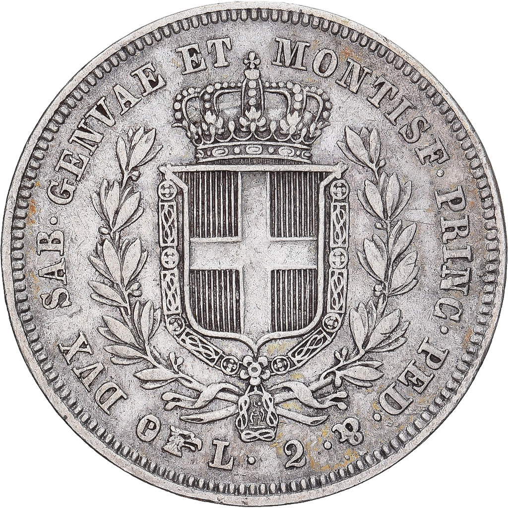 Moneta, DEPARTAMENTY WŁOSKIE, SARDINIA, Carlo Alberto, 2 Lire, 1844, Torino