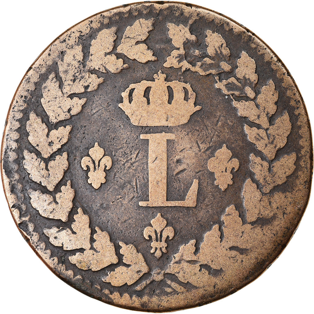 Moneda, Francia, Louis XVIII, Decime, 1815, Strasbourg, BC+, Bronce, KM:701