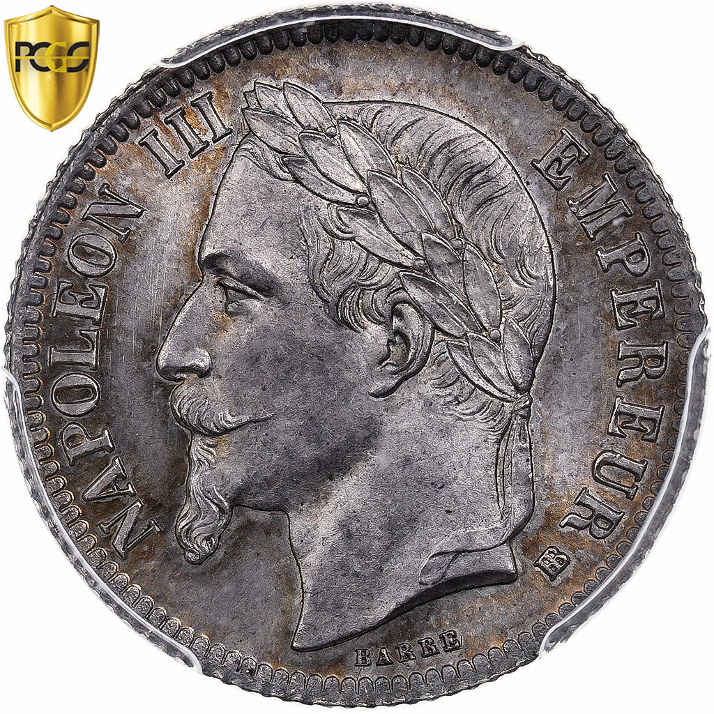 France, Napoleon III, 1 Franc, 1866, Strasbourg, Silver, PCGS, MS64