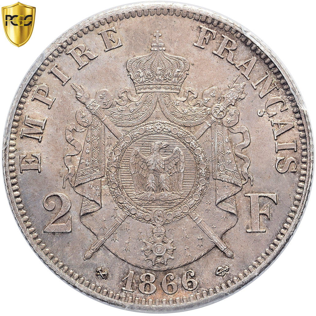 Münze, Frankreich, Napoleon III, Napoléon III, 2 Francs, 1866, Bordeaux, PCGS