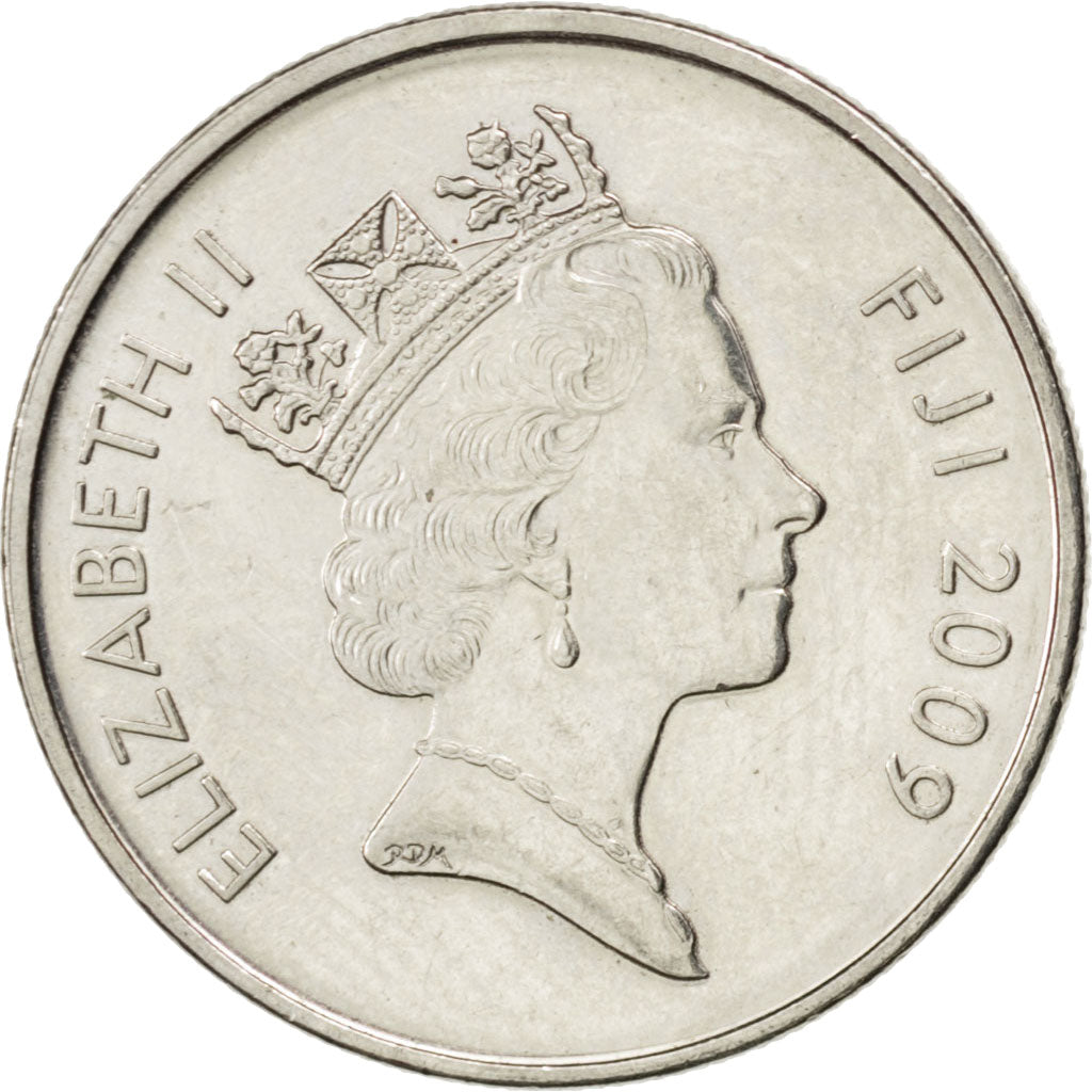 Coin, Fiji, Elizabeth II, 10 Cents, 2009, MS(63), Nickel plated steel, KM:120
