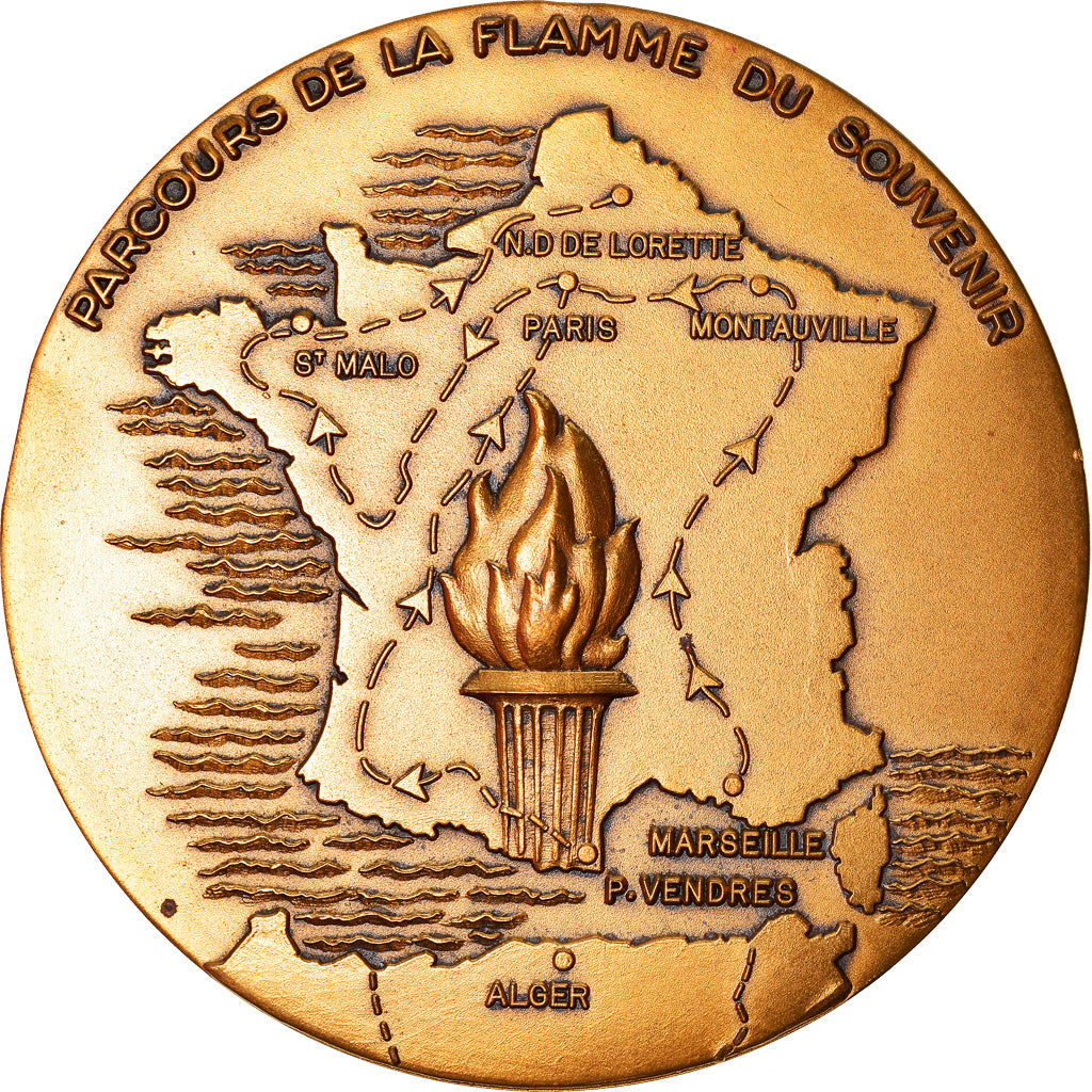 France, Médaille, 35ème Anniversairte de la Fin de la Guerre, Flamme du