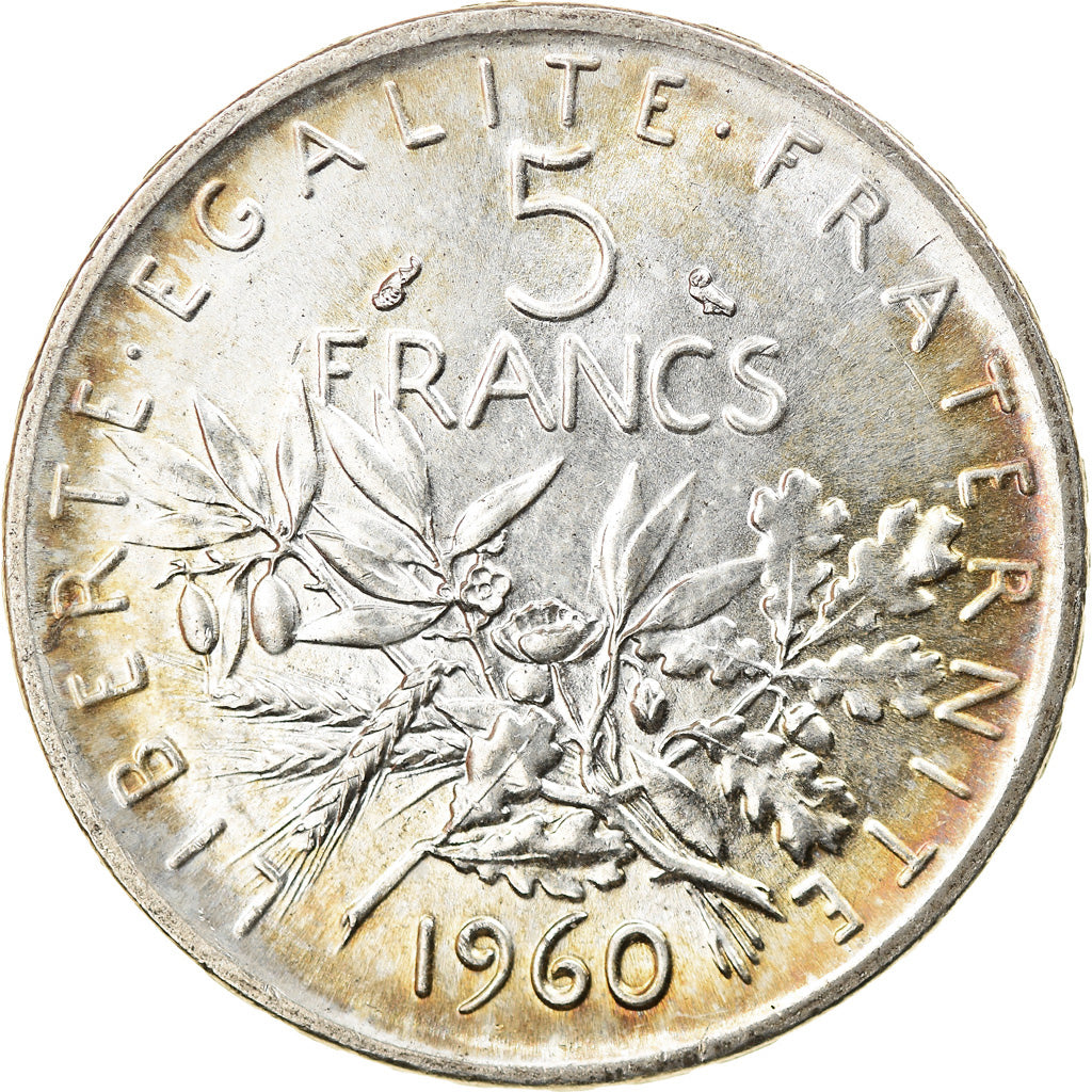 Moneda, Francia, Semeuse, 5 Francs, 1960, SC, Plata, KM:926, Gadoury:770