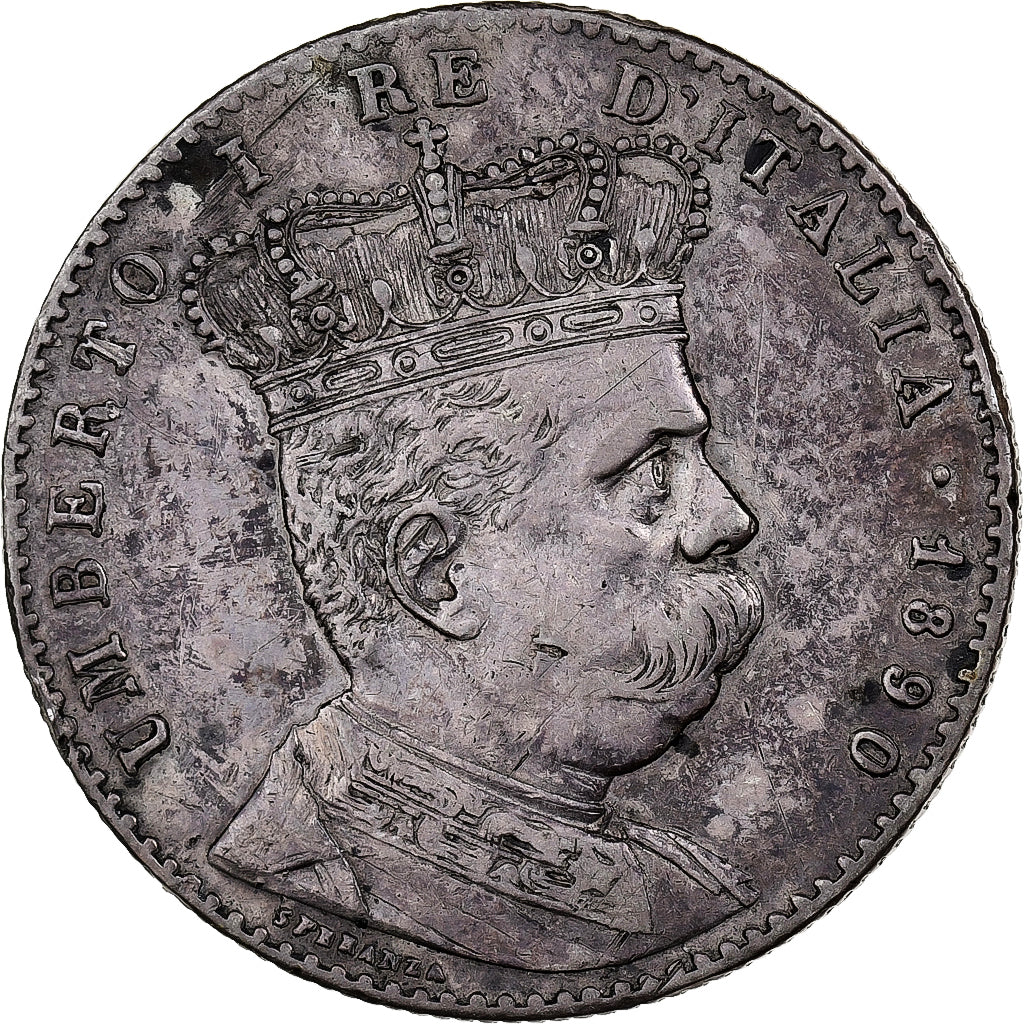 Eritrea, Umberto I, 2 Lire, 1890, Rome, Zilver, ZF, KM:3