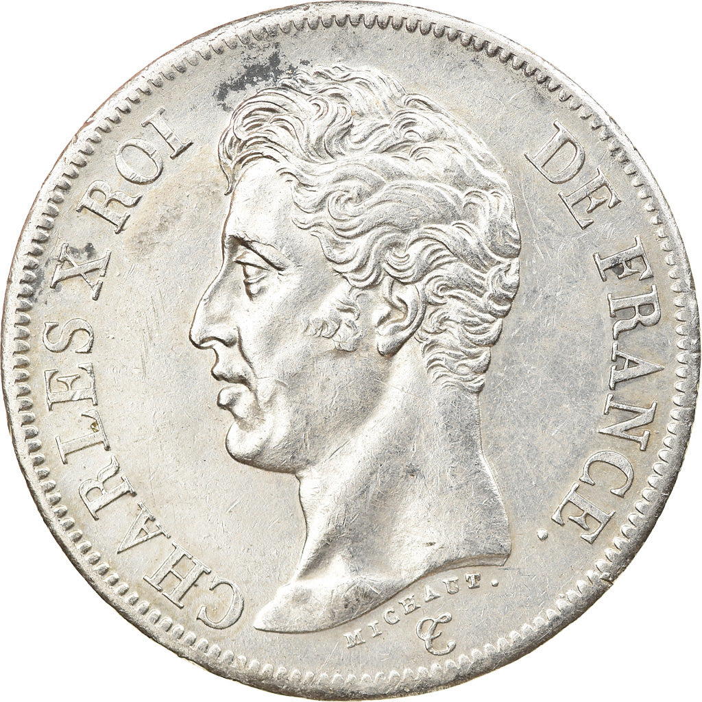 Moneda, Francia, Charles X, 5 Francs, 1826, Rouen, MBC+, Plata, KM:720.2